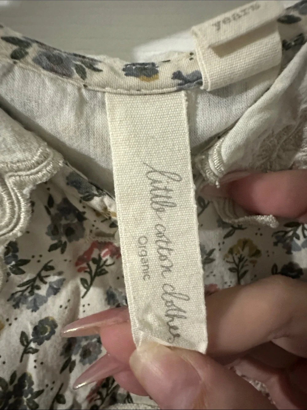 Little Cotton Clothes Ivory Floral Kids Dress with Collar